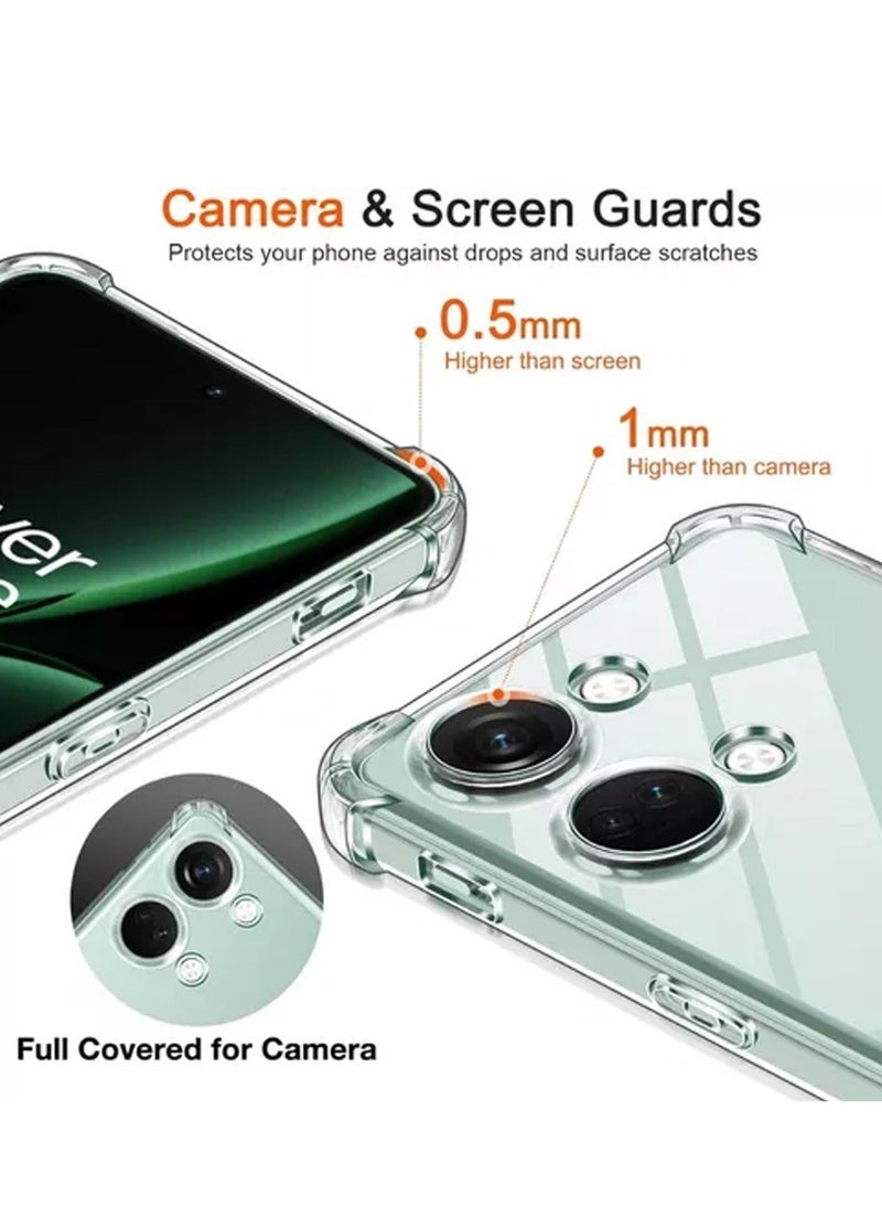 Techie - OnePlus Nord 3 Case and Screen Protector Combo Pack 2 in 1 - Transparent TPU Bumper Case with HD Tempered Glass Screen Protector - Image 1