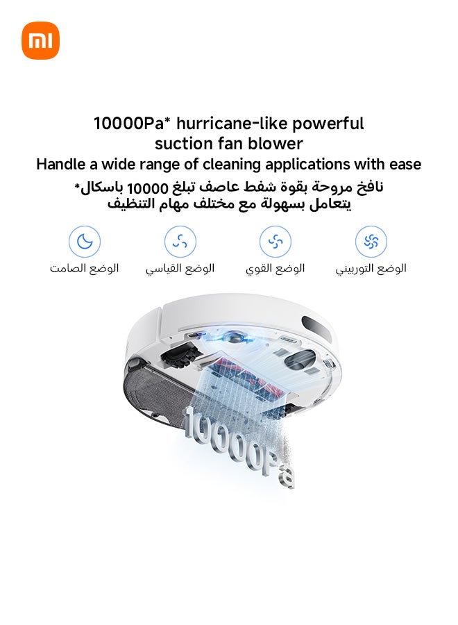 Xiaomi Robot Vacuum S40 – Smart Laser Navigation Robot Mop, Powerful 10000 Pa Suction for Pet Hair, Carpets & Hard Floors 70 W OV81 white - Image 4