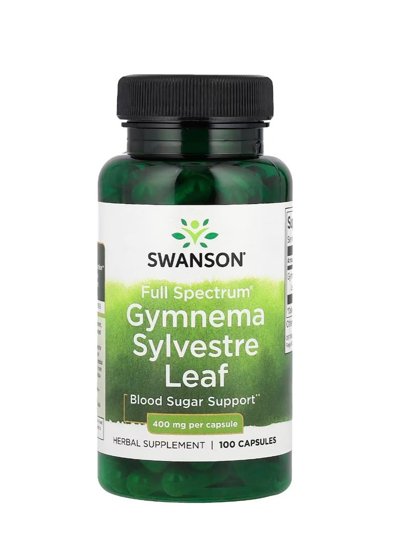 سوانسون أوراق جيمنيما سيلفستر كاملة الطيف 400 مجم - 100 كبسولة - Image 1