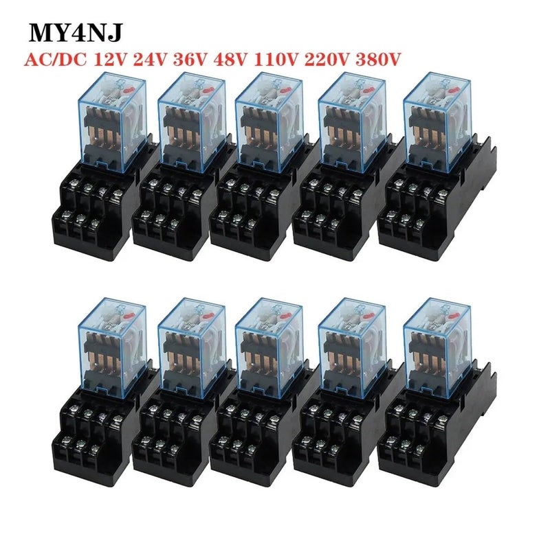 MY4NJ Mini Power Relay 14 Pin 4NO 4NC 12 220V DC Coil DIN Rail Mount - Image 3