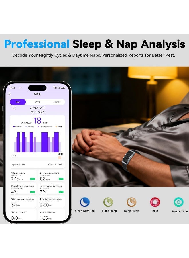 Smart Bracelet,2 PCS Watch Bands Smart Health Wristband Wearable Activity Fitness Tracker with Multiple Sports Automatic Monitoring with Pedometer/Sleep/Stress/Calories for Android /iOS,Free APP (Black) - Image 5