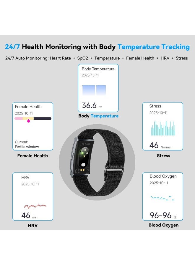 Smart Bracelet,2 PCS Watch Bands Smart Health Wristband Wearable Activity Fitness Tracker with Multiple Sports Automatic Monitoring with Pedometer/Sleep/Stress/Calories for Android /iOS,Free APP (Black) - Image 3