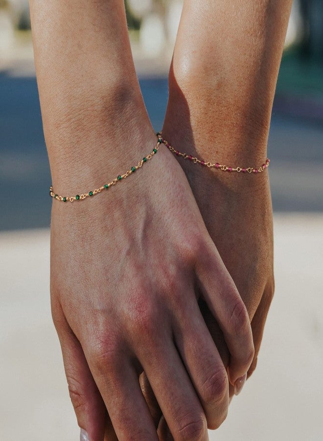 Mevecco أساور دانيتي من ميفيكو مع خرزات ذهبية، أساور يدوية مصنوعة من الذهب عيار 18 قيراط، سلسلة خرز زركون أزرق، أساور بسيطة للنساء، هدايا مجوهرات - Image 4