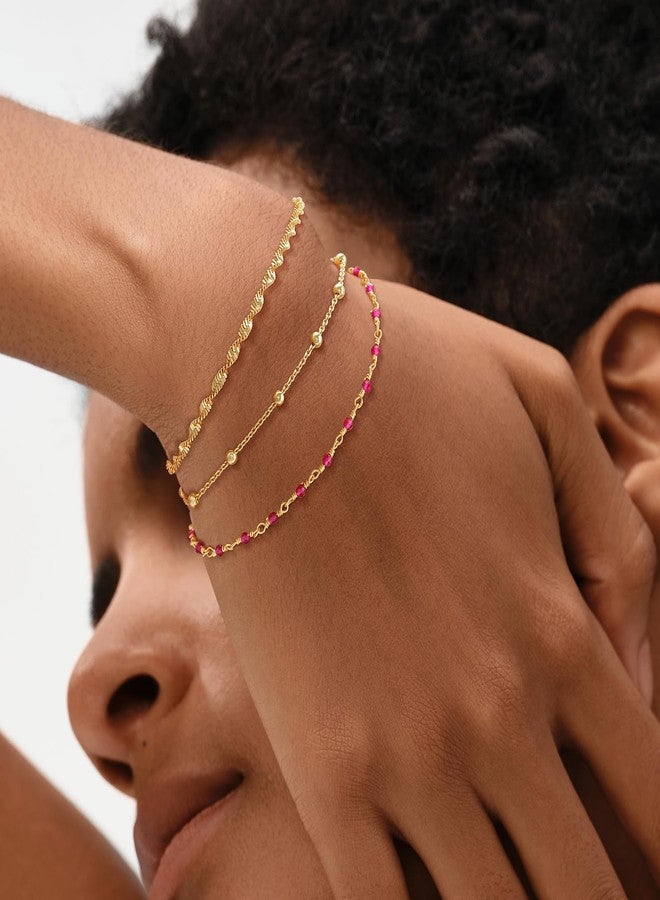 Mevecco أساور دانيتي من ميفيكو مع خرزات ذهبية، أساور يدوية مصنوعة من الذهب عيار 18 قيراط، سلسلة خرز زركون أزرق، أساور بسيطة للنساء، هدايا مجوهرات - Image 3