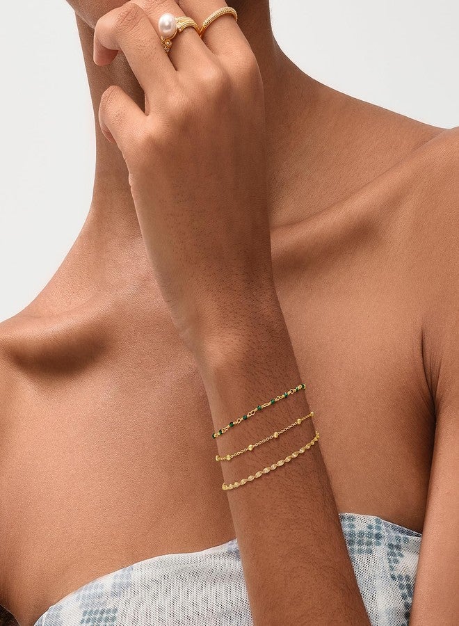 Mevecco أساور دانيتي من ميفيكو مع خرزات ذهبية، أساور يدوية مصنوعة من الذهب عيار 18 قيراط، سلسلة خرز زركون أزرق، أساور بسيطة للنساء، هدايا مجوهرات - Image 2