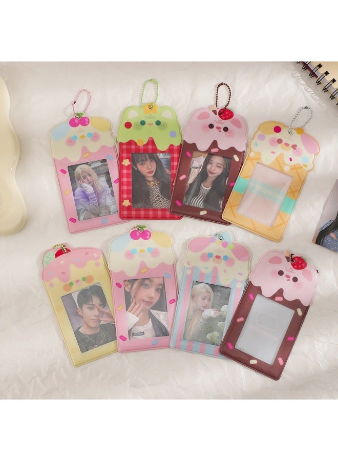 NIBEMINENT 1 - Piece PVC Korean Sweet Girl Kpop Photo Card Holder Pendant Key Chain ID Badge Holder ID Card Holder Photo Card Protector for School ID Office ID Access Card for Women Girls - Image 2