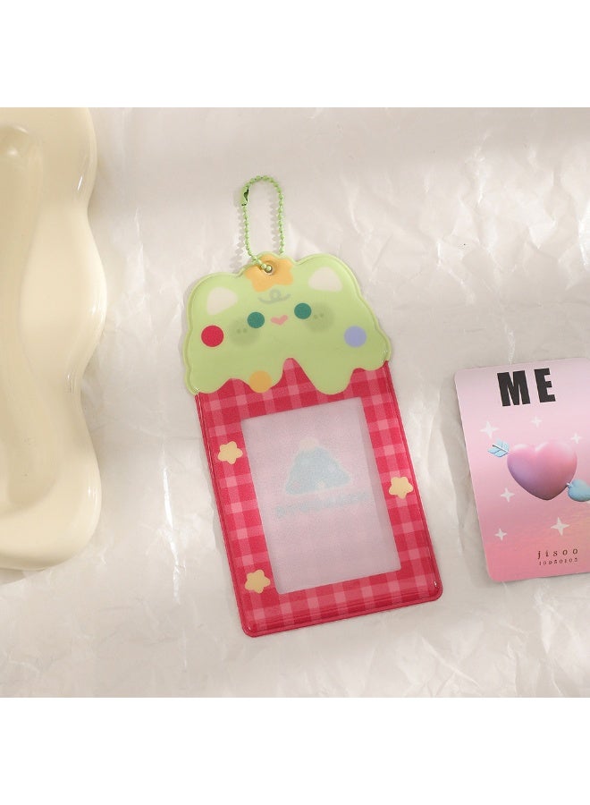 NIBEMINENT 1 - Piece PVC Korean Sweet Girl Kpop Photo Card Holder Pendant Key Chain ID Badge Holder ID Card Holder Photo Card Protector for School ID Office ID Access Card for Women Girls - Image 1