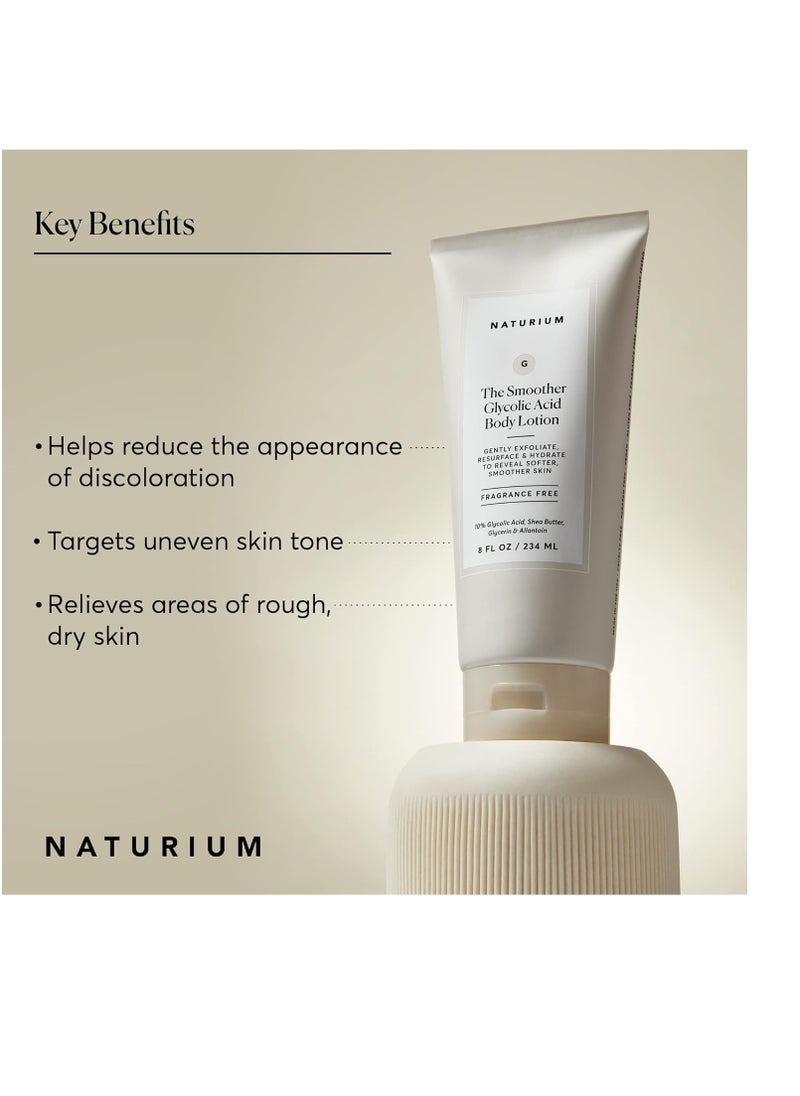 NATURIUM - Naturium The Smoother Glycolic Acid Body Lotion, Resurfacing & Exfoliating Treatment, with 10% Glycolic Acid, 8 oz - Image 1