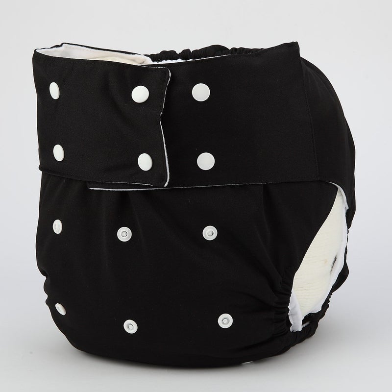 Sigzagor Teen Adult Cloth Diaper Nappy Reusable Washable for Disability Men (Black) - Image 2