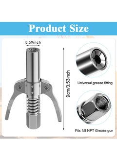 STHIRA STHIRA Grease Gun Coupler 6 Jaws Metal Dual Handle Grease Coupler Secure Locking Zerk Fittings Coupler 10000 PSI Quick Release Metal Grease Gun Coupler for All Grease Gun 18 NPT Grease Gun Fitting  - Image 2