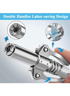 STHIRA STHIRA Grease Gun Coupler 6 Jaws Metal Dual Handle Grease Coupler Secure Locking Zerk Fittings Coupler 10000 PSI Quick Release Metal Grease Gun Coupler for All Grease Gun 18 NPT Grease Gun Fitting  - Image 5
