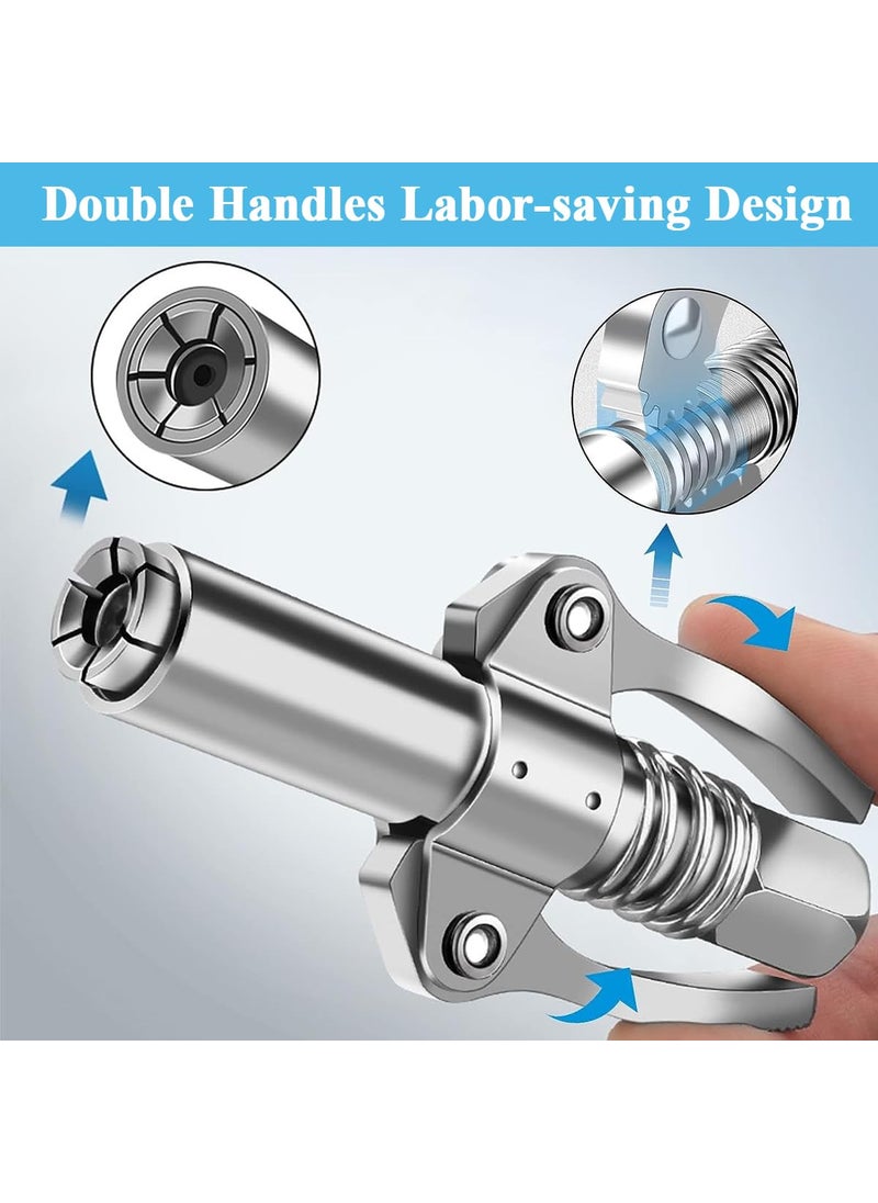 STHIRA STHIRA Grease Gun Coupler 6 Jaws Metal Dual Handle Grease Coupler Secure Locking Zerk Fittings Coupler 10000 PSI Quick Release Metal Grease Gun Coupler for All Grease Gun 18 NPT Grease Gun Fitting  - Image 5
