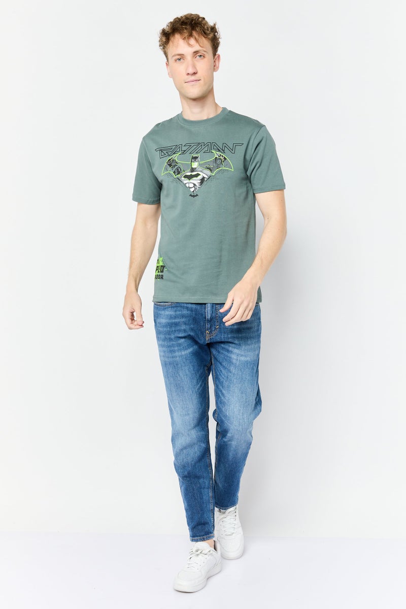 Batman DC Batman Men Crew Neck Short Sleev Graphic Print T-Shirt, Sage Green - Image 2