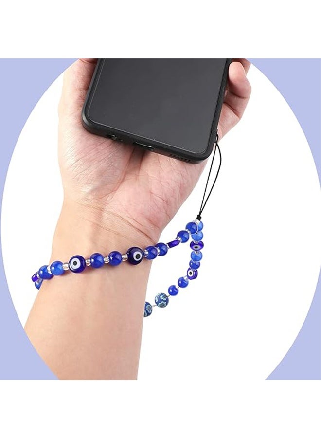 Ocean Beaded Phone Strap, Beads Phone Wrist Lanyard Strap, Beaded Phone Lanyard, Phone Wrist Strap Gemstone Phone Chain Strap Keychain, Cell Phone Necklace Charms for Purse Camera - Image 3