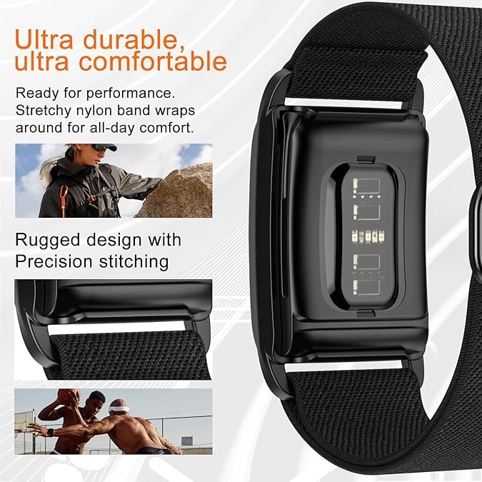 Tech Trendz TechTrendz Stretchy Solo Loop Replacement Strap for Whoop 4.0 Adjustable Soft Sport Nylon Elastic Braided Bands Compatible with Whoop 4.0, Durable Sleep, Wearable Health, Fitness & Activity Tracker (Device Not Included) (Matte Black) - Image 3