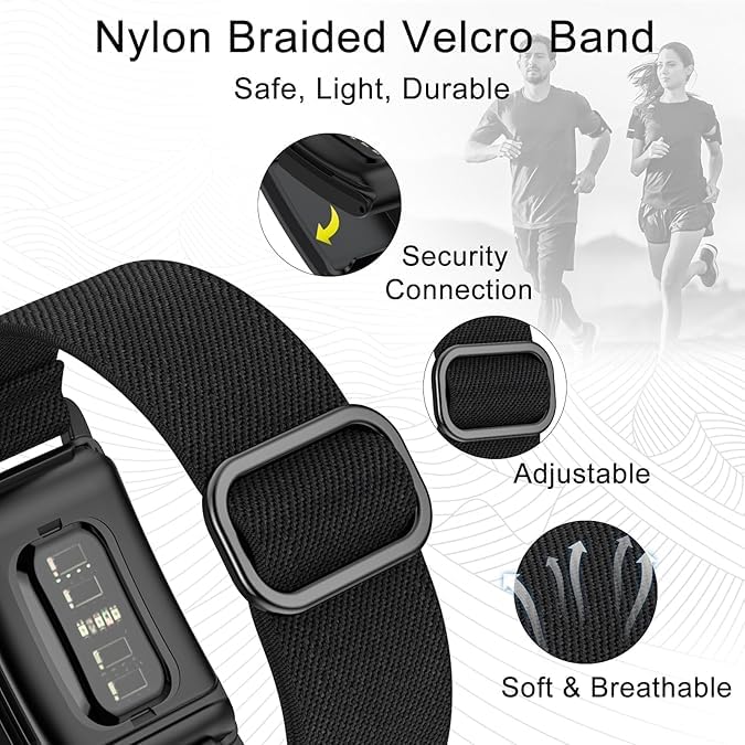 Tech Trendz TechTrendz Stretchy Solo Loop Replacement Strap for Whoop 4.0 Adjustable Soft Sport Nylon Elastic Braided Bands Compatible with Whoop 4.0, Durable Sleep, Wearable Health, Fitness & Activity Tracker (Device Not Included) (Matte Black) - Image 2