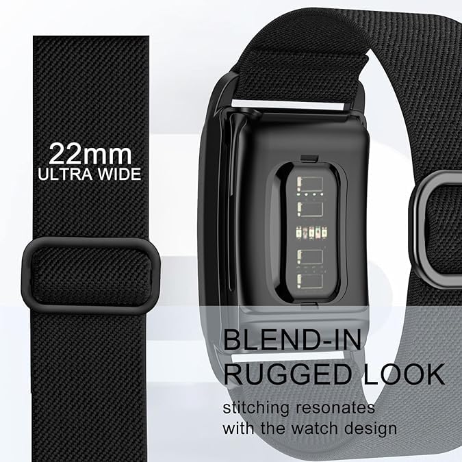 Tech Trendz TechTrendz Stretchy Solo Loop Replacement Strap for Whoop 4.0 Adjustable Soft Sport Nylon Elastic Braided Bands Compatible with Whoop 4.0, Durable Sleep, Wearable Health, Fitness & Activity Tracker (Device Not Included) (Matte Black) - Image 5