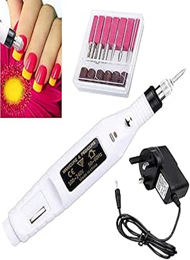 Nail File Drill Kit Electric Manicure Pedicure Acrylic Portable Salon Machine White UK