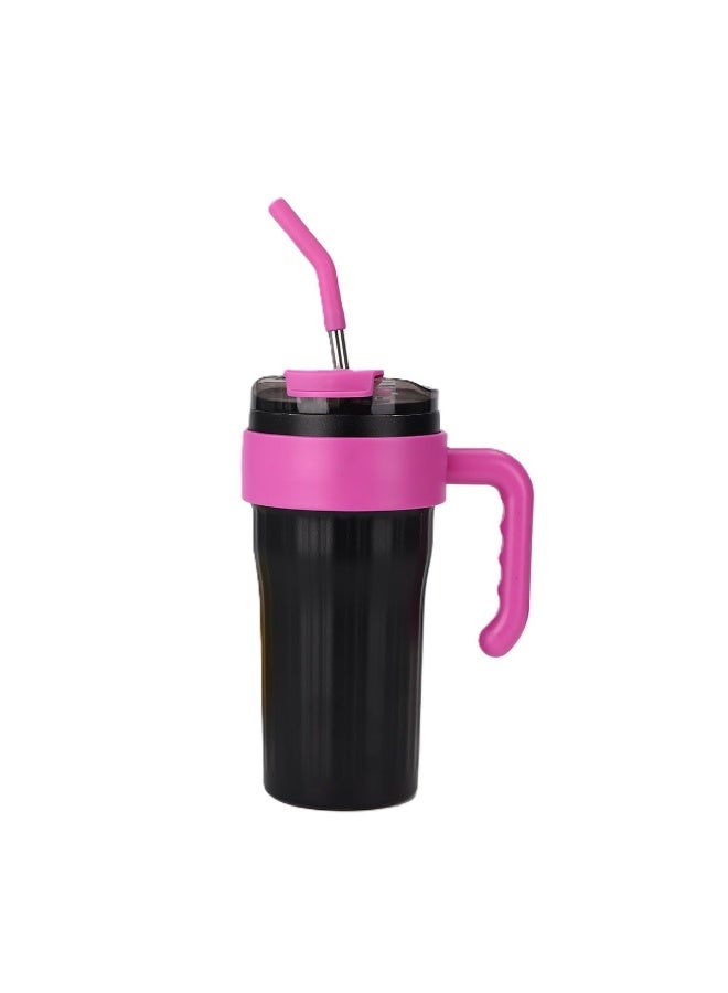 Stainless Steel Insulated Tumbler with Handle, Lid and Straw, Thermal Mug for Hot & Cold Drinks - Image 1