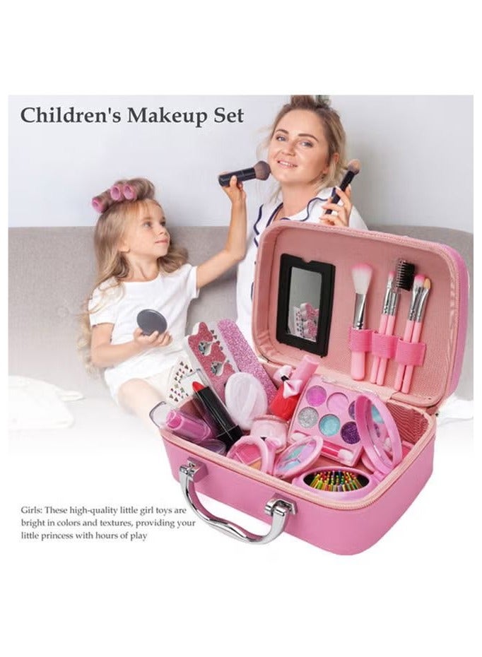 20PCs Children's Toy Cosmetics, A Washable And Removable Cosmetic Box Designed For Little Girls, Contains Unicorn And Mermaid-Themed Makeup Tools, Equipped With A Cute Princess Cosmetic Bag, Suitable For Little Girls To Pretend To Be Toys - Image 4