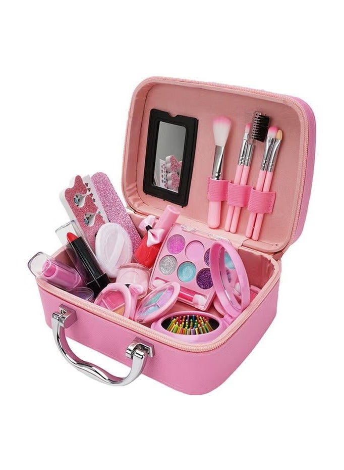 20PCs Children's Toy Cosmetics, A Washable And Removable Cosmetic Box Designed For Little Girls, Contains Unicorn And Mermaid-Themed Makeup Tools, Equipped With A Cute Princess Cosmetic Bag, Suitable For Little Girls To Pretend To Be Toys - Image 2