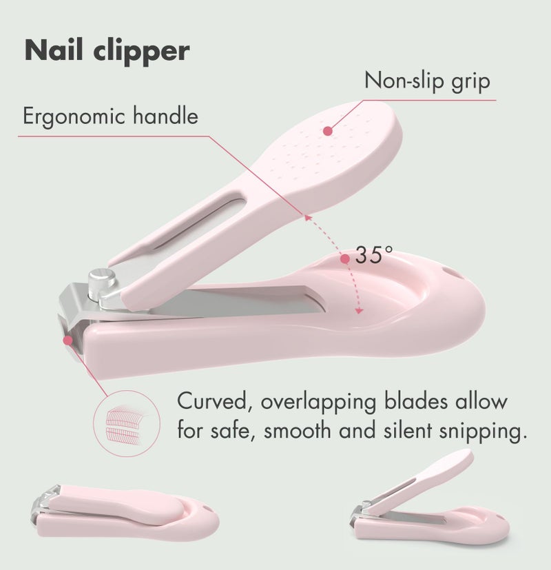 YIVEKO Baby Nail Kit, 4-in-1 Baby Nail Care Set with Cute Case, Baby Nail Clippers, Scissors, Nail File & Tweezers, Baby Manicure Kit and Pedicure kit for Newborn, Infant, Toddler, Kids-Owl Pink - Image 2