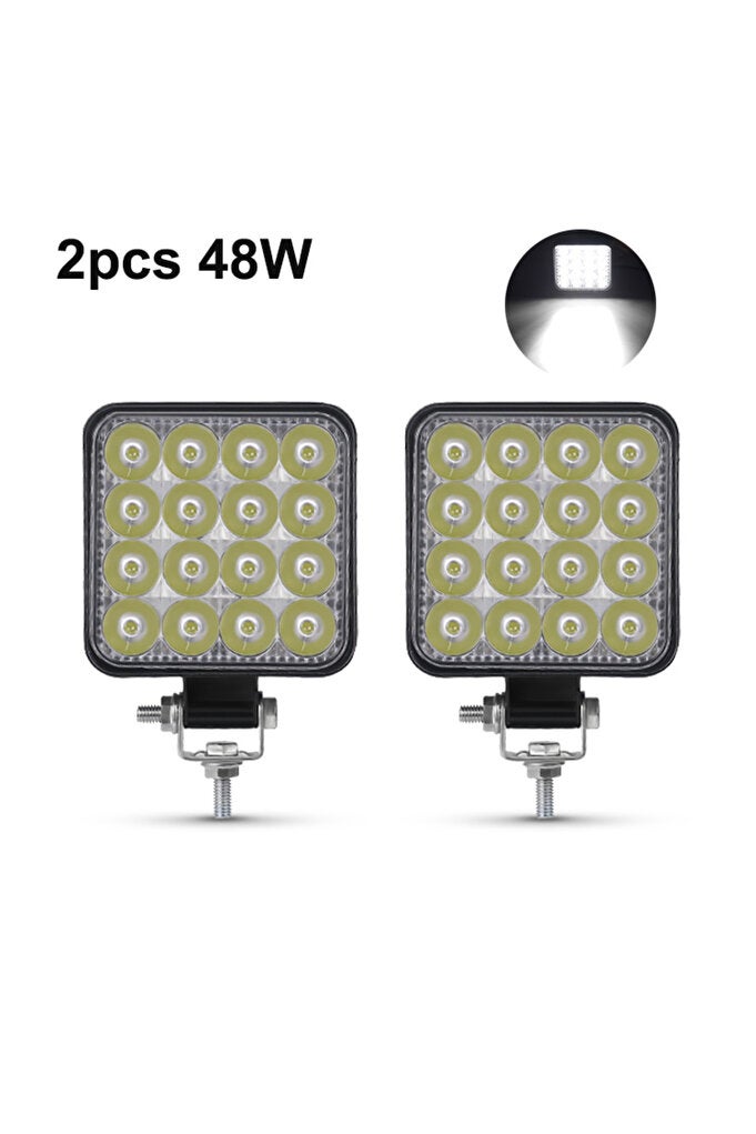 ريحني 2 قطعة، 48 واط ضوء عمل 12 فولت 24 فولت، شريط LED 42 واط عمل لشريط إضاءة مربع، كشاف مربع لشاحنات جيب للطرق الوعرة - Image 1