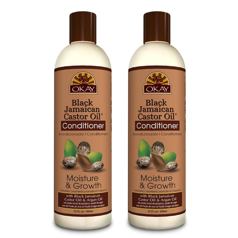 Okay Black Jamaican Castor Oil Conditioner  Jamaican Black Castor Oil Conditioner for Women and Men with Argan Oil and Shea Butter for Damaged Hair Promotes Thicker Fuller Hair  12 Fl Oz 2 Pack