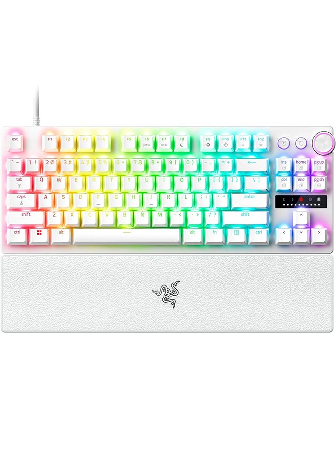 Razer Huntsman V3 Pro TKL Esports Gaming Keyboard: Analog Optical Switches with Rapid Trigger & Adjustable Actuation - Media Keys & Dial - Doubleshot PBT Keycaps - Aluminum Top Plate - Wrist Rest - White I RZ03-04981700-R3M1 - Image 1