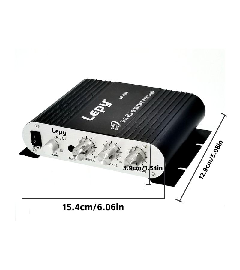 Black 600W Mini Amplifier Hifi Stereo 2 1 Channel Bass Treble Control 3 5Mm Input Car Home Theater TV - Image 2