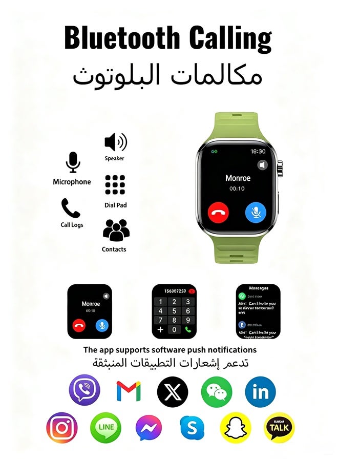 فولينيكس ساعه سمارت رجالي، ساعات ذكية مقاومة للماء للياقة البدنية، ساعة بلوتوث، مراقبة الصحة وعمر بطارية 20 يومًا، لون أخضر - Image 3