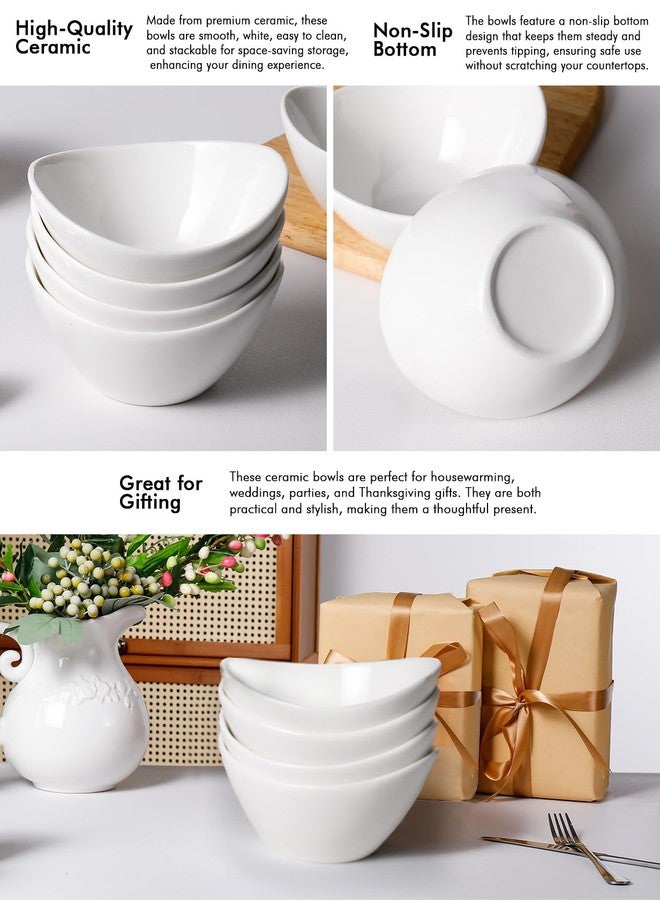 AISBUGUR Bowls Set of 6,10 OZ Ceramic Small Dessert Bowls for Kitchen,5Inch White Ice Cream Bowls for Dessert,Ice Cream,Snacks,Rice,Fruit, Soup - Dishwasher & Microwave Safe - Image 3