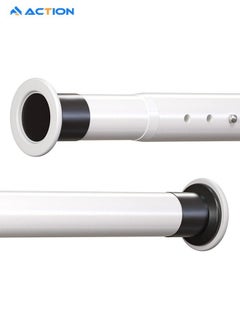 ACTION سكة الدشTension Shower Curtain Rods Room Divider Never Rust Adjustable Spring Rods for Window Bathroom Balcony Storeroom Laundry Non-slip No Drilling Easy to Install 110CM-210CM White  - Image 1