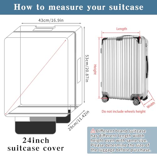 Yotako Upgraded Zippered Clear PVC Suitcase Cover, 24 Inch Luggage Covers for Suitcase Luggage Protector Cover 24'' - Image 2