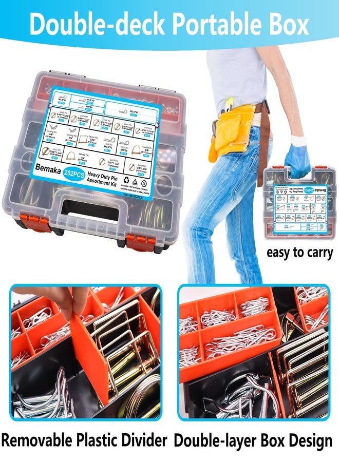Bemaka 202Pcs Hitch Pins Clip Pins Assortment Kit, Heavy Duty Hitch Pins R Clip, Linch Pins, PTO Pins Trailer Truck Towing Tractor Accessories Three-Point Accessories for Lawn Garden Farm Equipment - Image 3