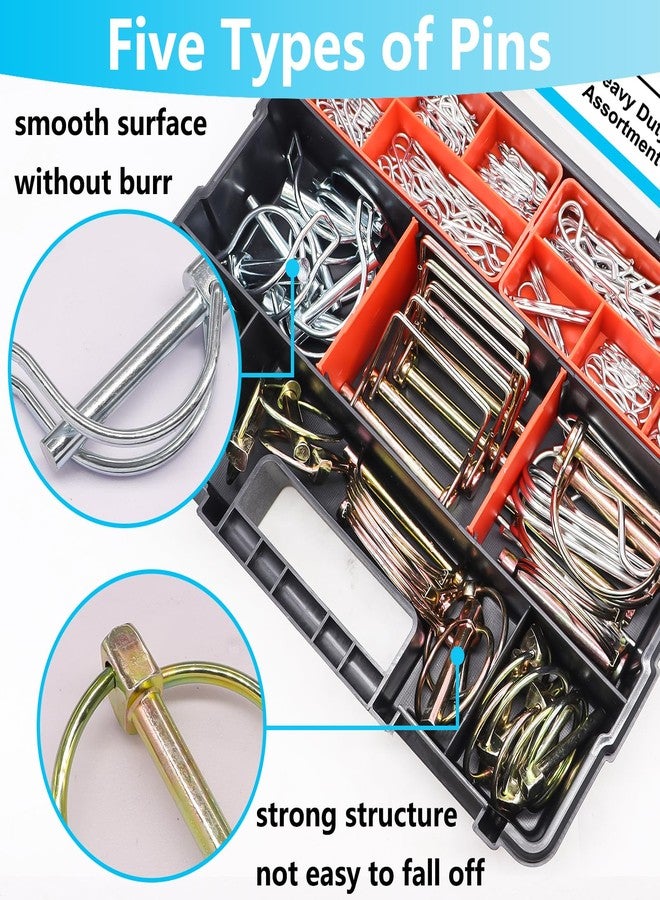 Bemaka 202Pcs Hitch Pins Clip Pins Assortment Kit, Heavy Duty Hitch Pins R Clip, Linch Pins, PTO Pins Trailer Truck Towing Tractor Accessories Three-Point Accessories for Lawn Garden Farm Equipment - Image 5