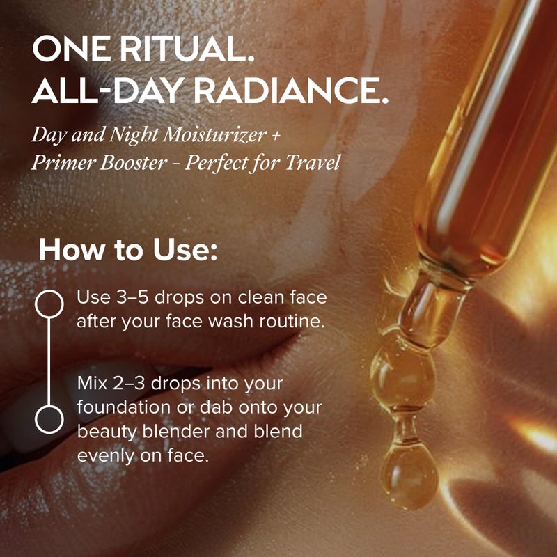 ZAAINA Extra Glow Face Serum - Natural Hydrating Glow Face Oil, Moisturizing Lightweight Oil for Dry, Dull & Sensitive Skin, Ayurvedic Moisturizer & Natural Primer for Makeup for all Skin Types - 1 oz - Image 5