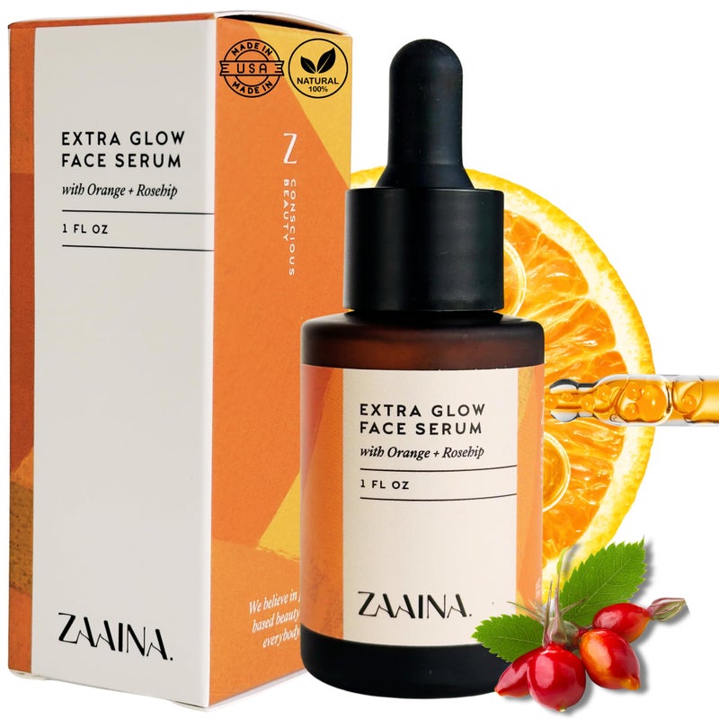 ZAAINA Extra Glow Face Serum - Natural Hydrating Glow Face Oil, Moisturizing Lightweight Oil for Dry, Dull & Sensitive Skin, Ayurvedic Moisturizer & Natural Primer for Makeup for all Skin Types - 1 oz - Image 1