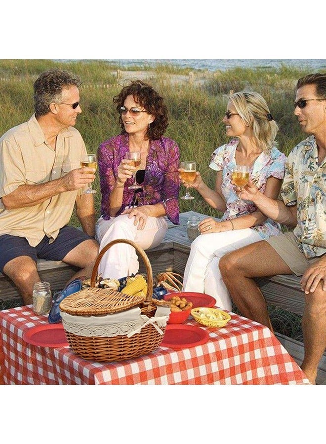 Outdoor Picnic Camping Storage Basket, Handwoven Rattan Shopping Holder Basket with Lid,  Portable Kitchen Storage Basket For Outdoor Picnic - Image 2