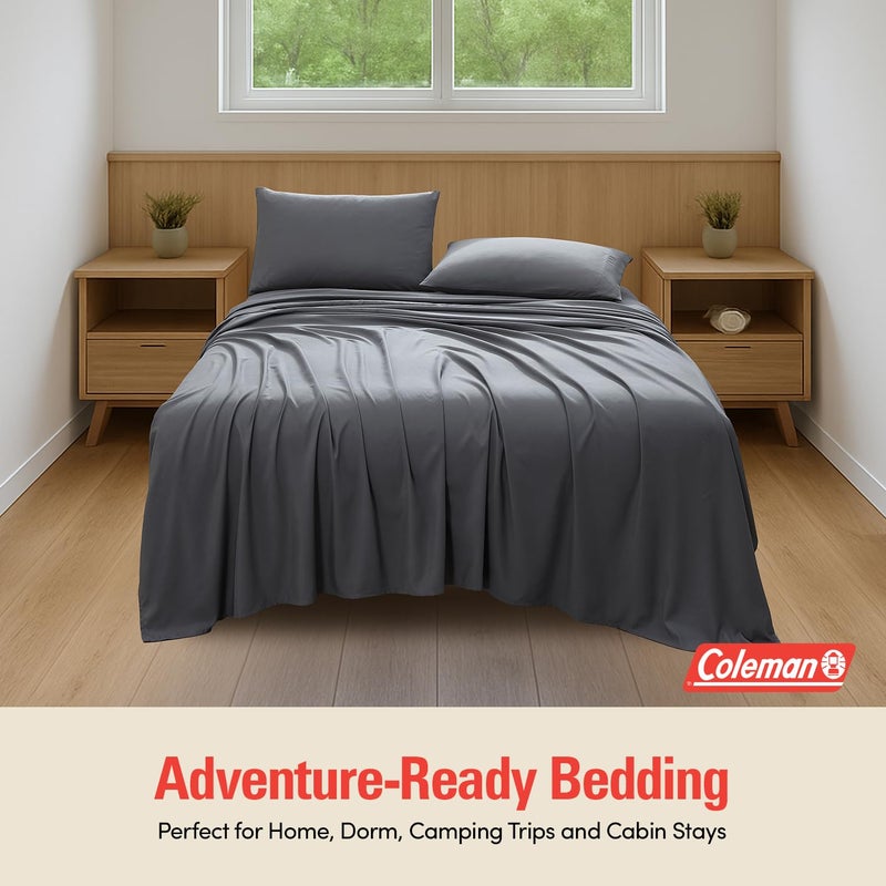 Coleman Full Size Sheets â€“ Durable Home Bedding with Outdoor Heart, Stylish & Reliable for Bedroom or Cabin â€“ Premium Solid Color, Built for Comfort, Style & Occasional Outdoor Use, Gray - Image 4