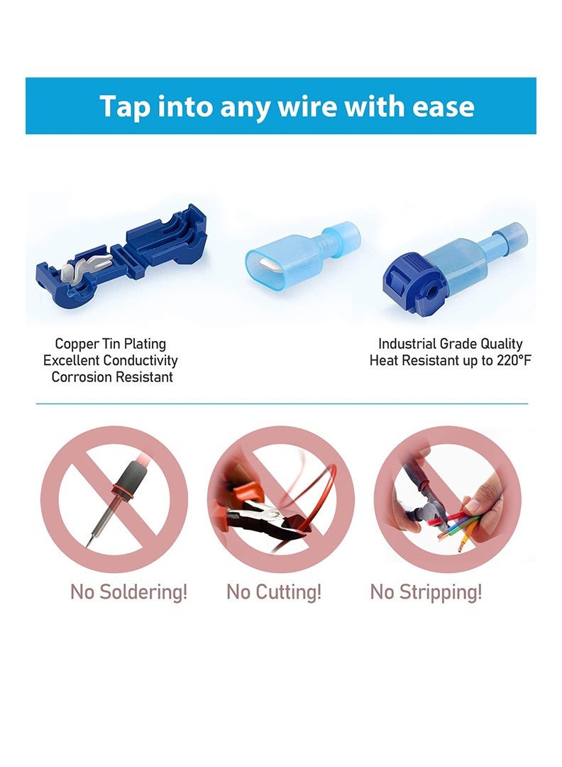 Auger 240Pcs T-Tap Wire Connectors Kit Self-Stripping Quick Splice Electrical Terminals Nylon Fully Insulated Male Quick Disconnect Spade Terminal Assortment Kit with Storage Case for Wiring Automotive Home - Image 3