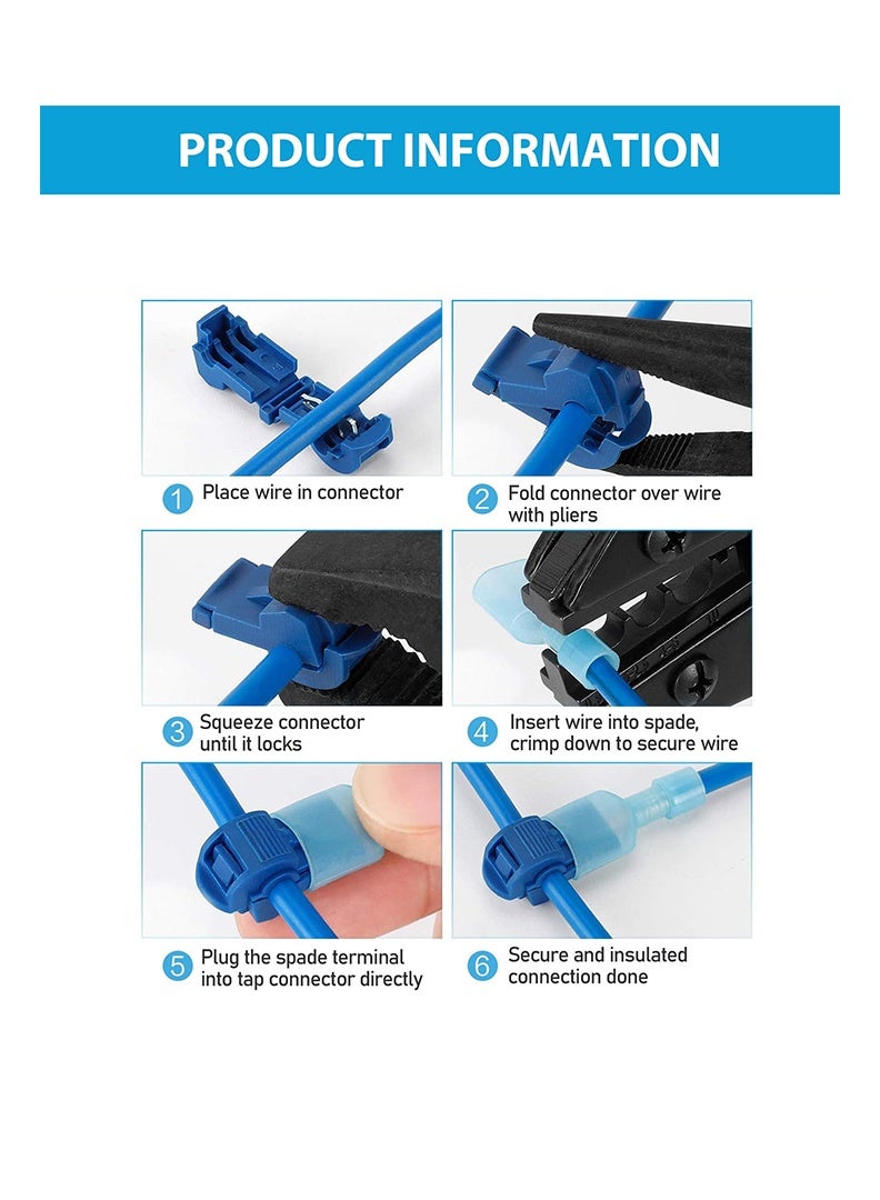 Auger 240Pcs T-Tap Wire Connectors Kit Self-Stripping Quick Splice Electrical Terminals Nylon Fully Insulated Male Quick Disconnect Spade Terminal Assortment Kit with Storage Case for Wiring Automotive Home - Image 4