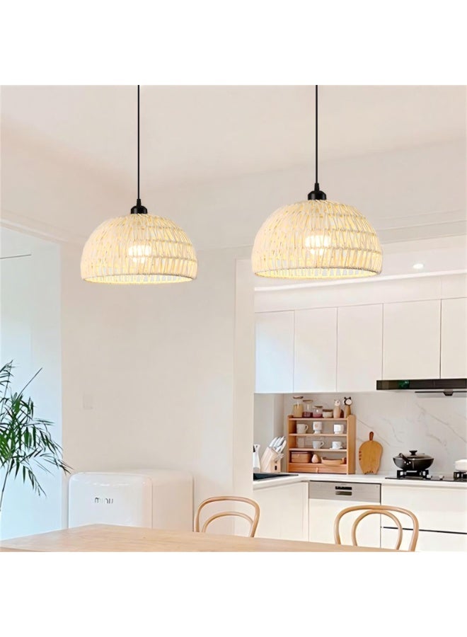 Hanging Pendant Light Dining Room Hemp Rope Beige Wood Lamp Plug In Ceiling Lights - Image 5