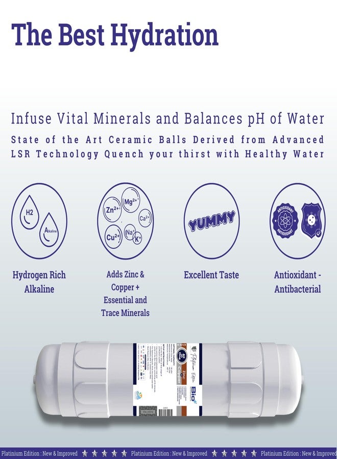 BioPlus Bio+ 11" Zinc & Copper Cartridge I 9-in-1 H2AAA Water Filter | Hydrogen-Rich Mineralising Filter | Alkaline Water Enhancement | Improves Taste & Refreshment - 18000 LTR Life - Image 1