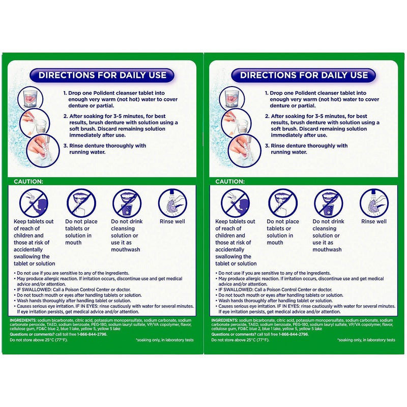 Polident 3 Minute, Antibacterial Denture Cleanser 120 ea (Pack of 2) - Image 2