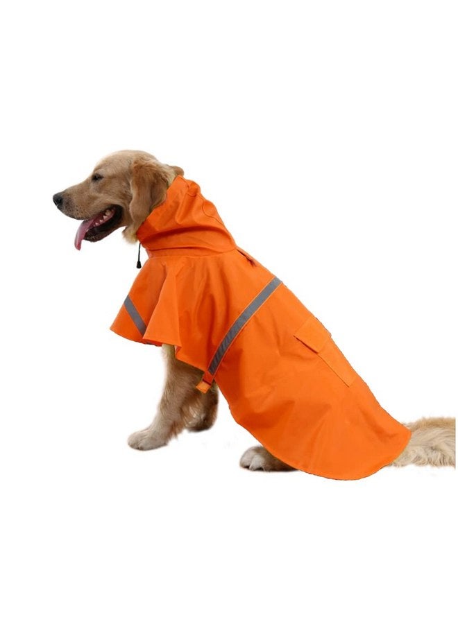 Mikayoo Adjustable Large Dog Raincoat with Strip Reflective - Waterproof Pet Rain Jacket Hoodie Poncho,for Large and Medium Dogs (Orange,XL) - Image 1