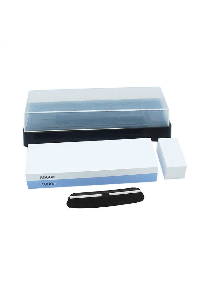 Generic - Knife Sharpening Stone Set 1000/6000 2 Side Whetstone Knife Sharpener Wet Stone Sharpening Kit with Non Slip Base Flattening Stone Kitchen Waterstone Hard Plastic BOX - Image 1