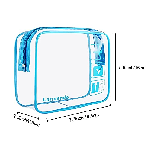 Lermende 2pcs Clear Toiletry Bag TSA Approved Travel Bag,Carry On for Travel,Airport Airline Accessories Compliant Bag,Quart Sized Makeup Cosmetic bag Women Men (Blue, 2 Pack) - Image 2