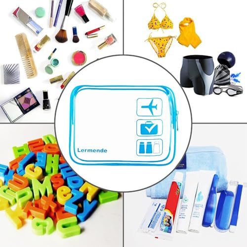 Lermende 2pcs Clear Toiletry Bag TSA Approved Travel Bag,Carry On for Travel,Airport Airline Accessories Compliant Bag,Quart Sized Makeup Cosmetic bag Women Men (Blue, 2 Pack) - Image 5