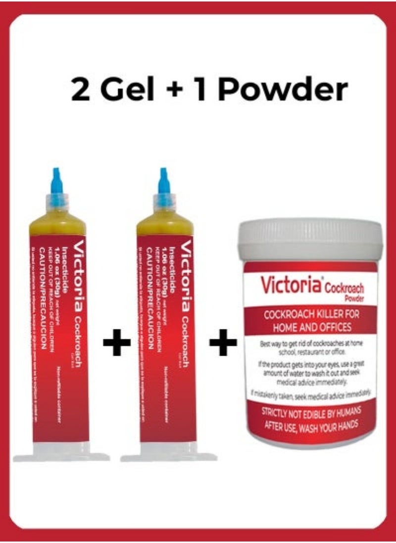 Victoria Victoria Cockroach Gel Bait Two Tubes Plus Victoria Insects Control Powder 